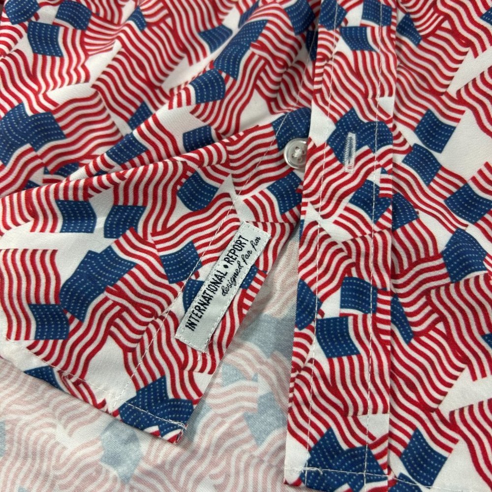 Tropical Collection Mens Shirt Size Large Patriotic USA Flags 4th of July - Picture 6 of 9